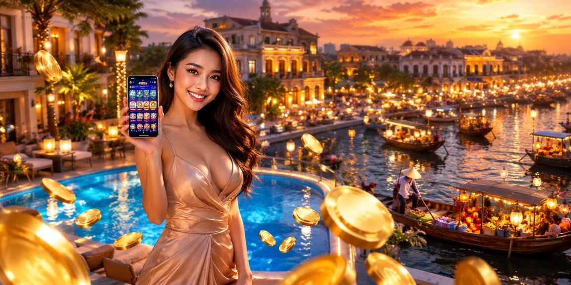 Người dùng Hà Nội dùng ứng dụng casino bên bờ hồ buổi tối